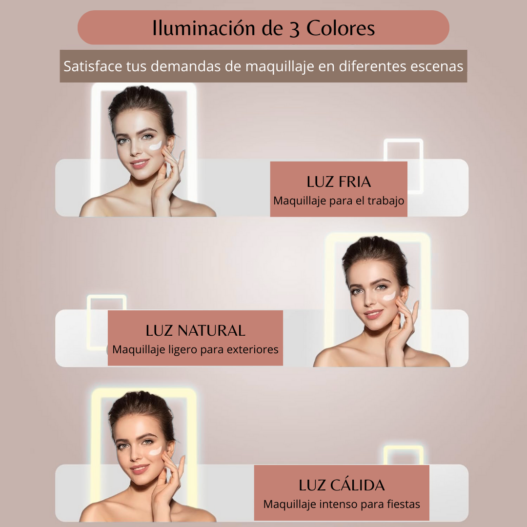 Espejo Portátil con Luz LED